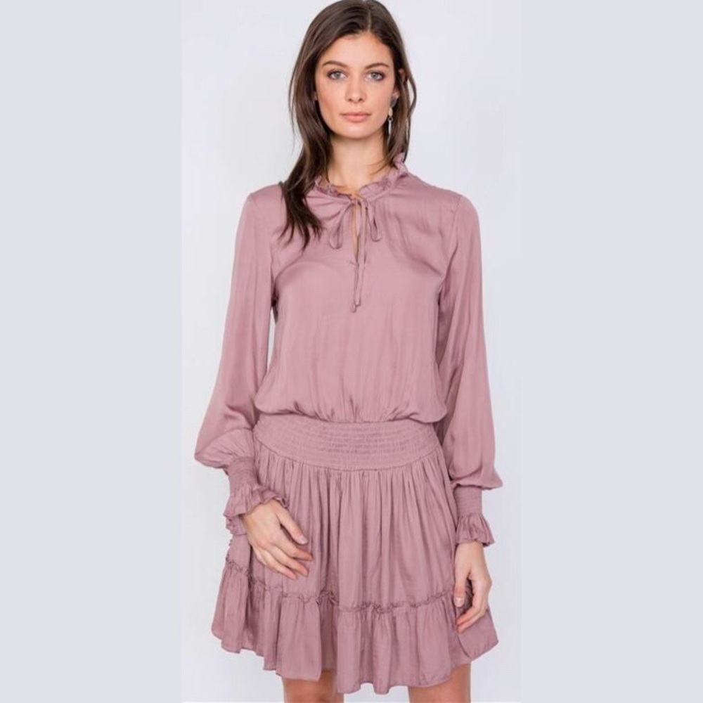 Dusty Mauve Flounce Dress